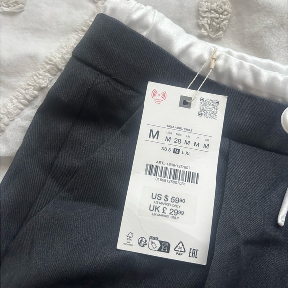 Zara Women's Wide-Leg Drawstring Trousers in Dark Gray - Picture 3 of 3